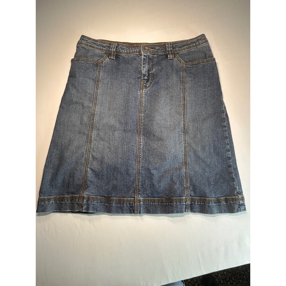 Cabi Denim Skirt Women 6 Blue Seamed Contrast Stitch Mini
